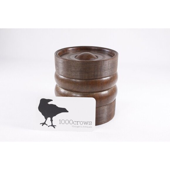 Vintage turned wooden box, heavy weight checkers storage case, gaming piece - Picture 3 of 7